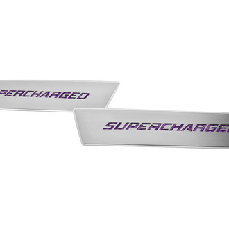 ACC® - Brushed Front Door Badge Plates with Purple Supercharged Logo