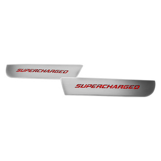 ACC® - Brushed Front Door Badge Plates with Red Supercharged Logo