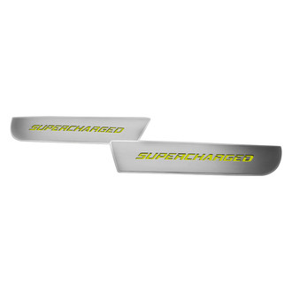 ACC® - Brushed Front Door Badge Plates with Sublime Green Supercharged Logo