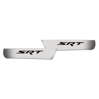 ACC® - Brushed Front Door Badge Plates with Black SRT Logo