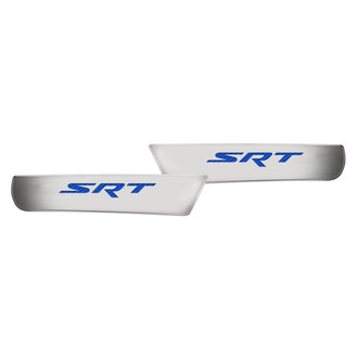 ACC® - Brushed Front Door Badge Plates with Blue SRT Logo