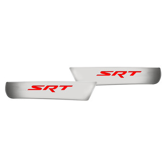 ACC® - Brushed Front Door Badge Plates with Bright Red SRT Logo