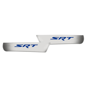 ACC® - Brushed Front Door Badge Plates with Dark Blue SRT Logo