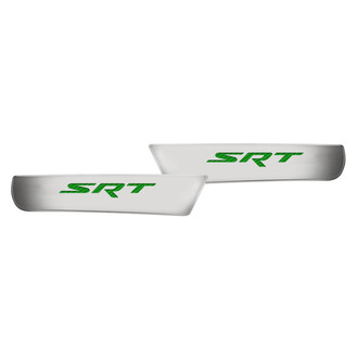 ACC® - Brushed Front Door Badge Plates with Green SRT Logo