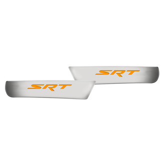 ACC® - Brushed Front Door Badge Plates with HEMI Orange SRT Logo