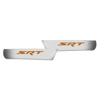 ACC® - Brushed Front Door Badge Plates with Orange SRT Logo
