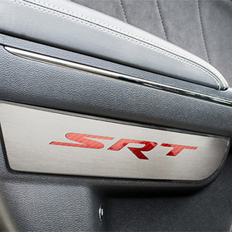 ACC® - Brushed Front Door Badge Plates with Red SRT Logo