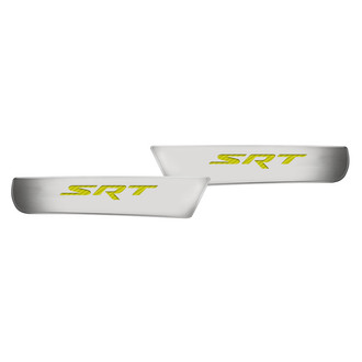 ACC® - Brushed Front Door Badge Plates with Yellow SRT Logo