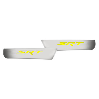 ACC® - Brushed Front Door Badge Plates with Yellow SRT Logo