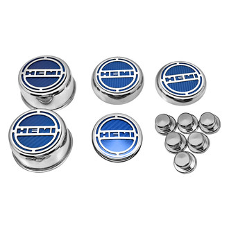 ACC® - Brushed Cap Cover Set with Dark Blue Solid HEMI Logo
