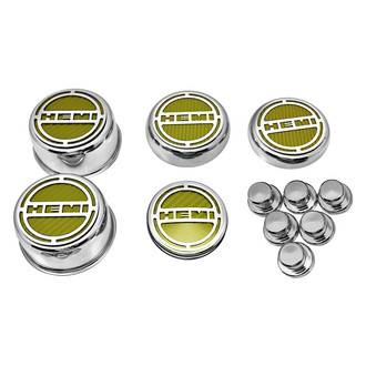 ACC® - Brushed Cap Cover Set with Yellow Solid HEMI Logo