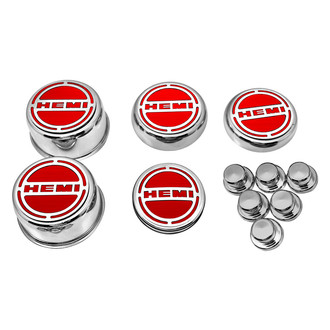 ACC® - Brushed Cap Cover Set with Bright Red Solid HEMI Logo