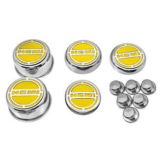 ACC® - Brushed Cap Cover Set with Yellow Solid HEMI Logo