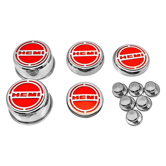 ACC® - Brushed Cap Cover Set with Bright Red Solid HEMI Logo