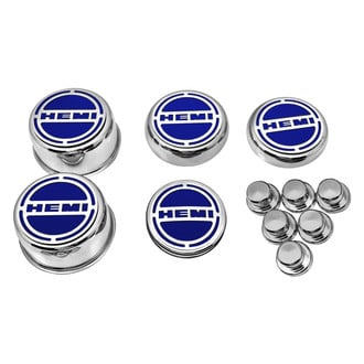 ACC® - Brushed Dark Blue Solid Cap Cover Set with Dark Blue Solid HEMI Logo