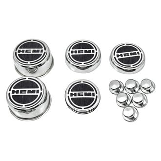 ACC® - Brushed Cap Cover Set with Brushed Black Solid HEMI Logo