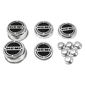 ACC® - Brushed Cap Cover Set with Black Carbon Fiber HEMI Logo