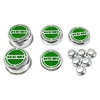ACC® - Brushed Cap Cover Set with Green Carbon Fiber HEMI Logo