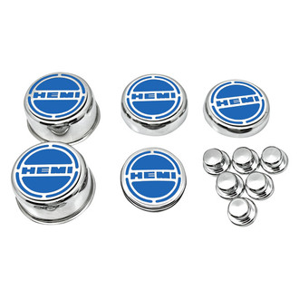 ACC® - Brushed Cap Cover Set with MOPAR Blue Solid HEMI Logo
