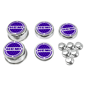 ACC® - Brushed Cap Cover Set with Purple Carbon Fiber HEMI Logo