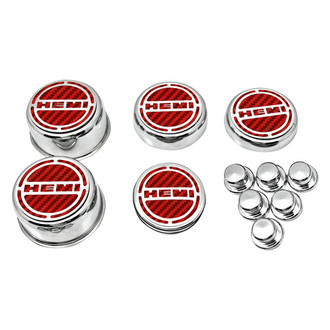 ACC® - Brushed Cap Cover Set with Red Carbon Fiber HEMI Logo