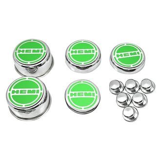 ACC® - Brushed Cap Cover Set with Sublime Green Solid HEMI Logo