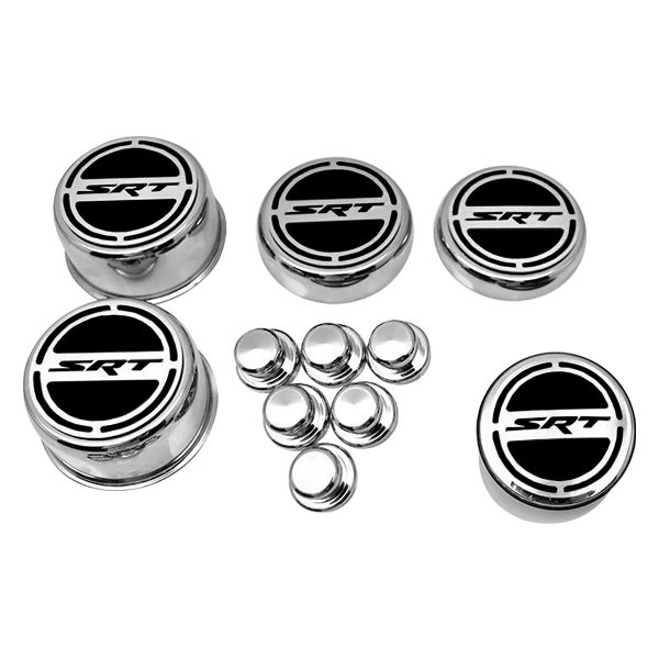 American Car Craft® - Brushed Cap Cover Set with Black SRT Logo