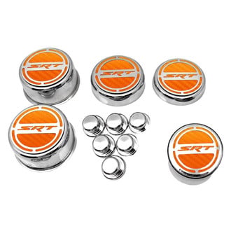 ACC® - Brushed Cap Cover Set with Orange Carbon Fiber SRT Logo