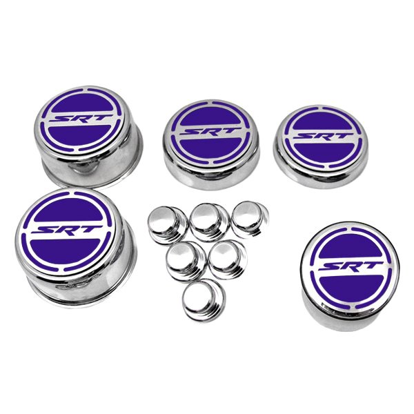 American Car Craft® - Brushed Cap Cover Set with Plum Crazy Purple SRT Logo