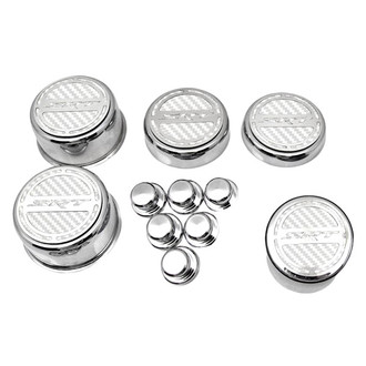 ACC® - Brushed Cap Cover Set with White Carbon Fiber SRT Logo