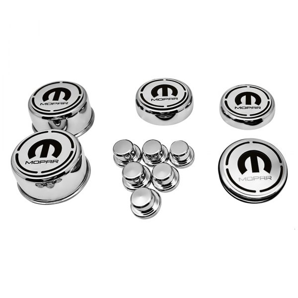 American Car Craft® - Brushed Cap Cover Set with Mopar Logo