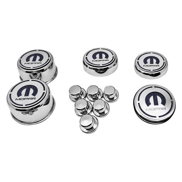 American Car Craft® - Brushed Cap Cover Set with Mopar Logo