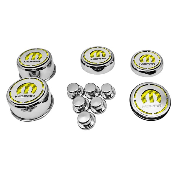 American Car Craft® - Brushed Cap Cover Set with Mopar Logo