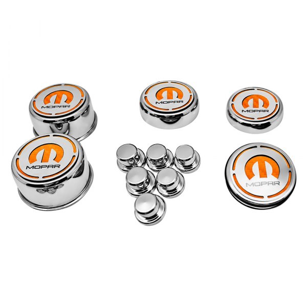 American Car Craft® - Brushed Cap Cover Set with Mopar Logo