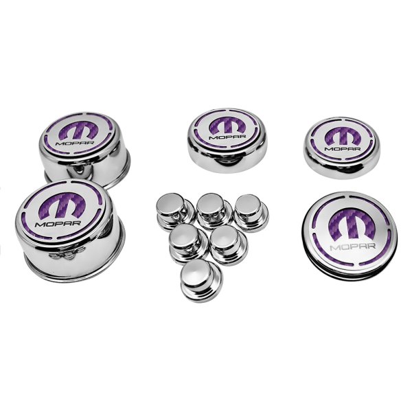 American Car Craft® - Brushed Cap Cover Set with Mopar Logo