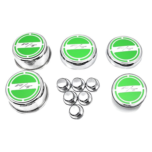 American Car Craft® - Brushed Synergy Green Solid Cap Cover Set with RT Logo