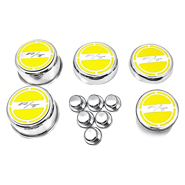 American Car Craft® - Brushed Yellow Solid Cap Cover Set with RT Logo