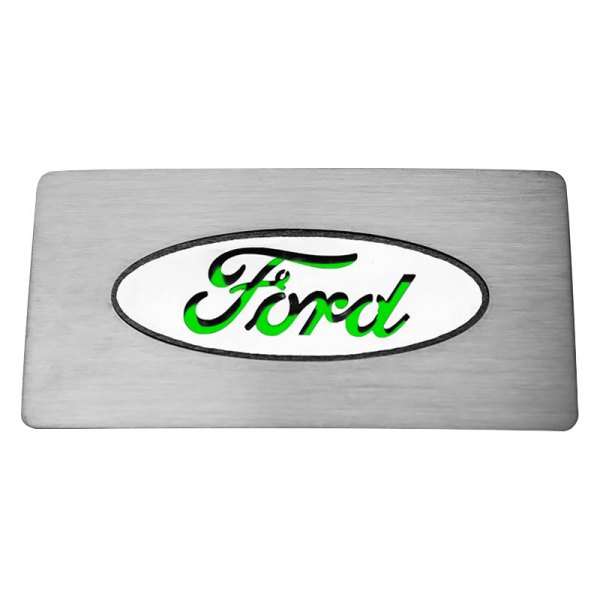 American Car Craft® - Brushed Glove Box Trim Plate With Ford Logo