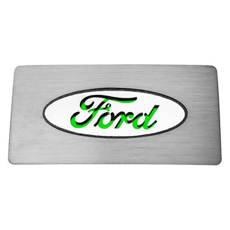 ACC® - Brushed Glove Box Trim Plate with Bullet Green Ford Logo