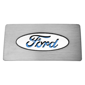 ACC® - Brushed Glove Box Trim Plate with Ford Blue Ford Logo