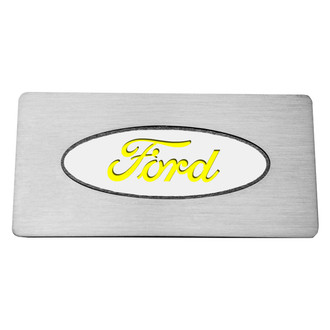 ACC® - Brushed Glove Box Trim Plate with Yellow Ford Logo