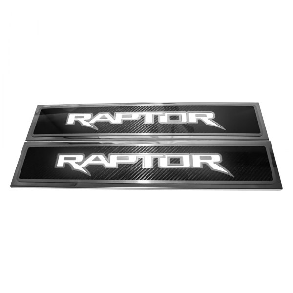 American Car Craft® - Polished/Carbon Fiber Door Sills with Raptor Logo