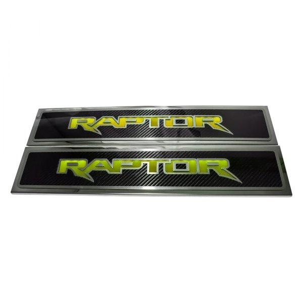 American Car Craft® - Polished/Carbon Fiber Door Sills with Raptor Logo