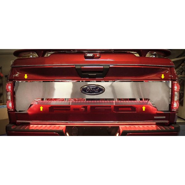 American Car Craft® - Brushed Tailgate Upgrade Custom Plate with Red Illumination