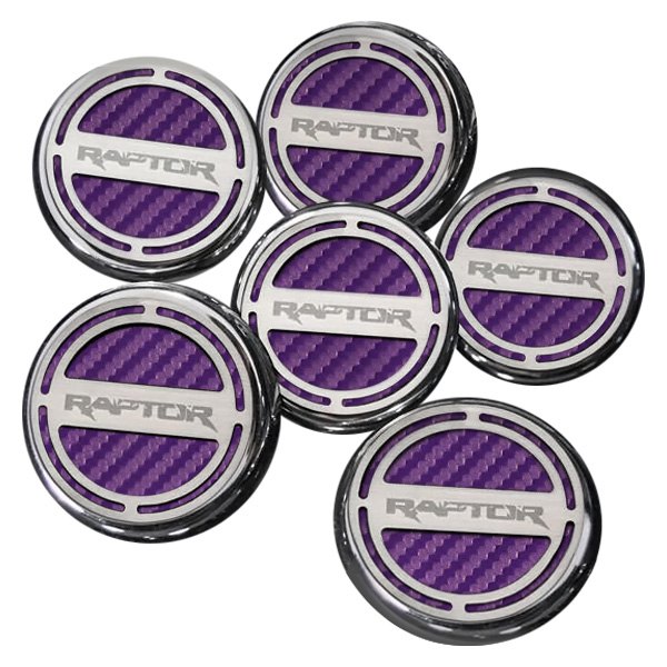American Car Craft® - Chrome Purple Carbon Fiber Cap Cover Set with Raptor Logo