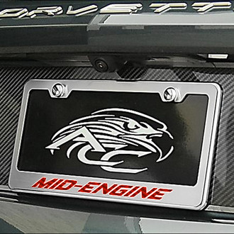 ACC® - Brushed License Plate Frame with Red Carbon Fiber Mid-Engine Logo