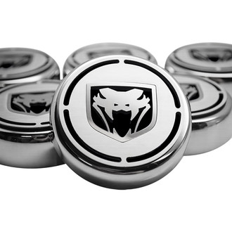 ACC® - Chrome Cap Cover Set with Brushed Black Solid Fangs Logo