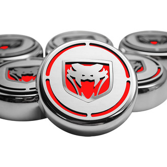 ACC® - Chrome Cap Cover Set with Bright Red Solid Fangs Logo