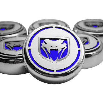 ACC® - Chrome Cap Cover Set with Dark Blue Solid Fangs Logo