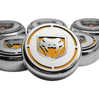 ACC® - Chrome Cap Cover Set with HEMI Orange Solid Fangs Logo